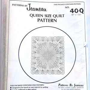 Vtg 1978 Jeaneau 40Q Queen Sz Quilt Pattern 90x108 Floral Scallopd Cottage Uncut